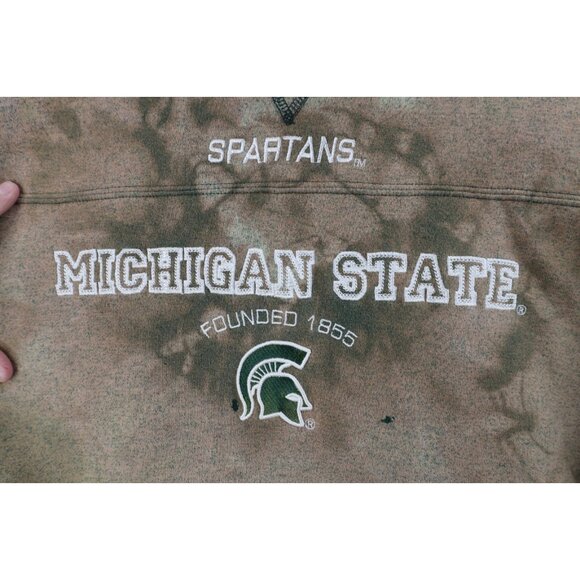Vtg 90s Mens XL Distressed Acid Wash Michigan State University Hoodie Sweatshirt - Picture 4 of 14